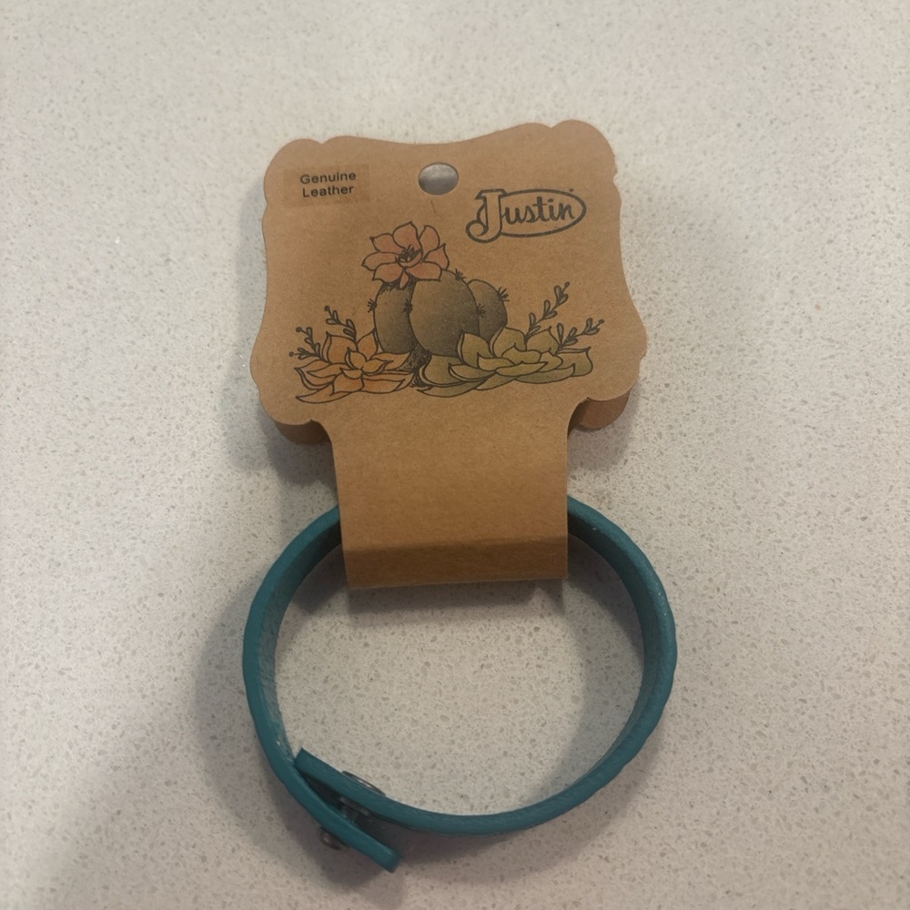 Justin Boots Kids Teal Leather Belt